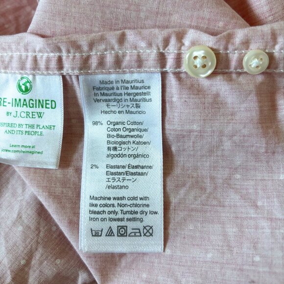J.Crew Light Pink Polka Dot Organic Cotton Button Down Shirt Mens Size XL Preppy - Picture 10 of 12